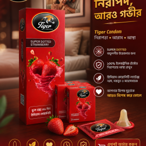 Tiger Condom Super Dotted Strawberry Flavor - 36 Pieces Full Box (Premium Latex & 100% Electronically Tested)
